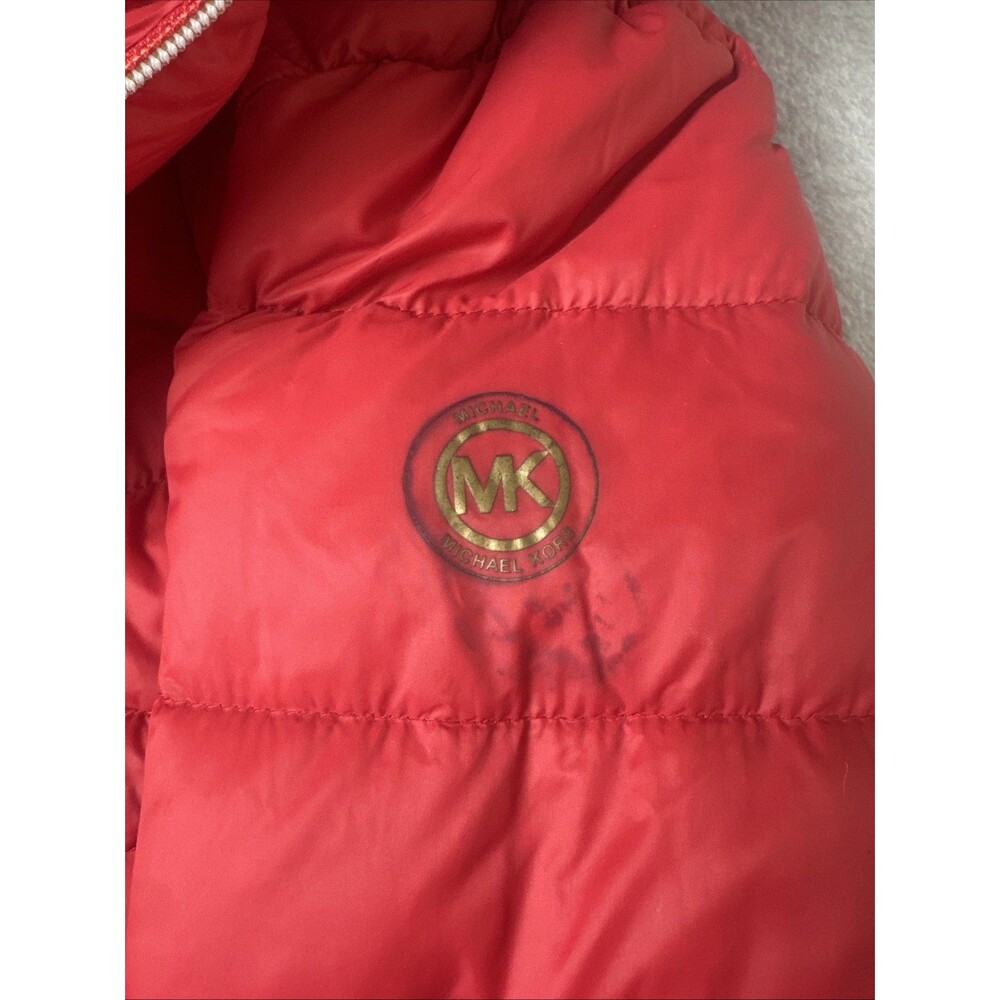 Michael Kors Women's Red Down Full Zip Packable Hooded Puffer Jacket Hood Sz S - Picture 4 of 5